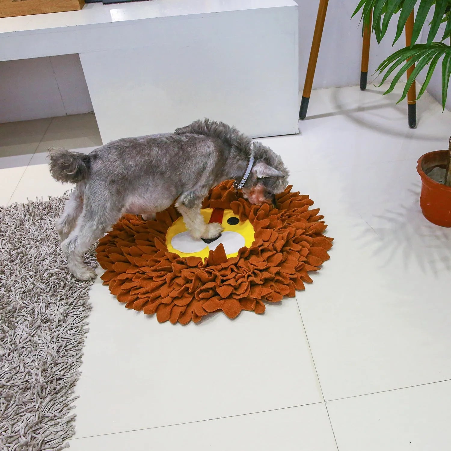 Brown pet sniffing pad with decompression ridges measuring 33x25cm for hiding dog and cat food