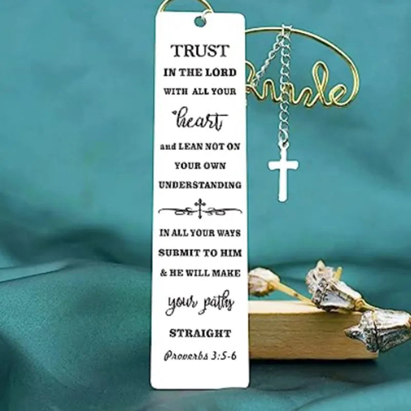 Stainless steel bookmark with engraved Bible verse design in CF-S5170 steel colour