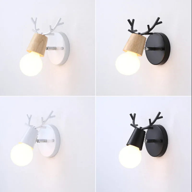 Modern antlers wall lamp in white wrought iron finish for corridor lighting