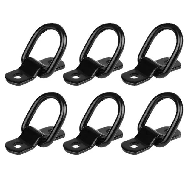 Black galvanized pull ring floor hook for truck cargo securing