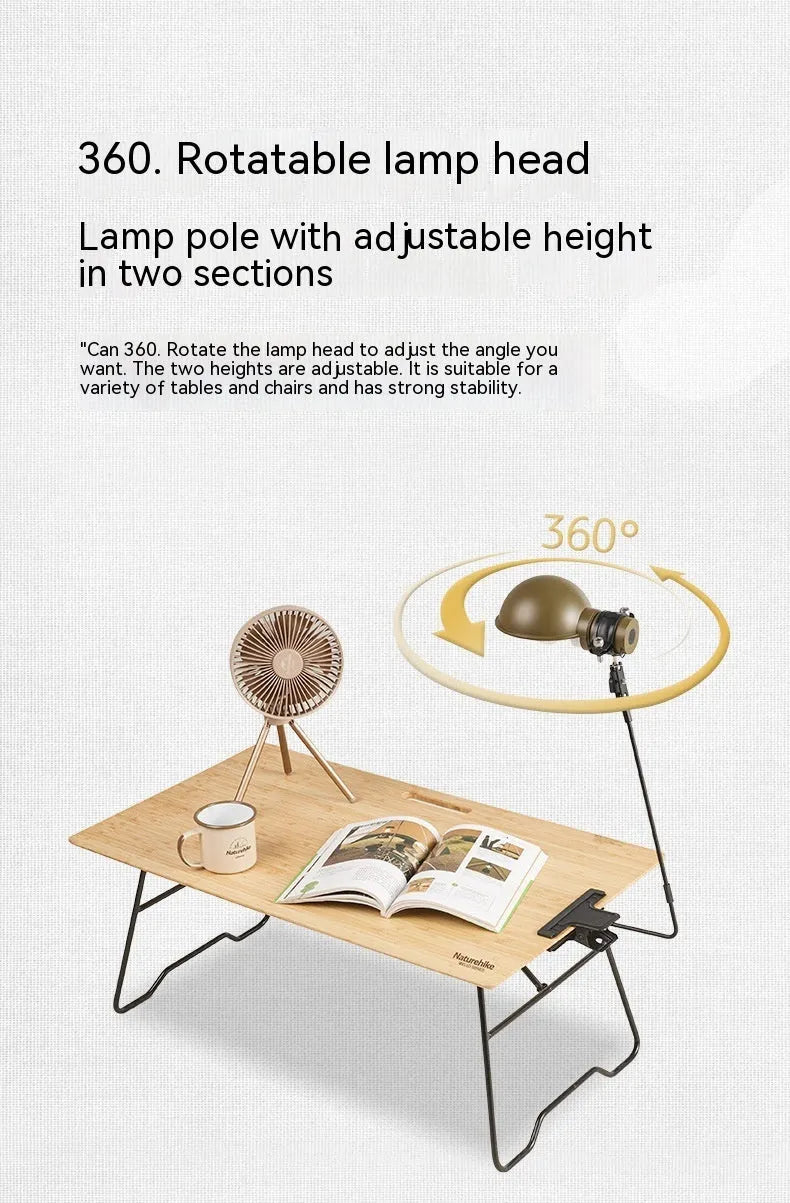 Rechargeable metal hanging camping lamp in Wood Grain Color or Olive Green, about 0.6kg, model NH22ZM002