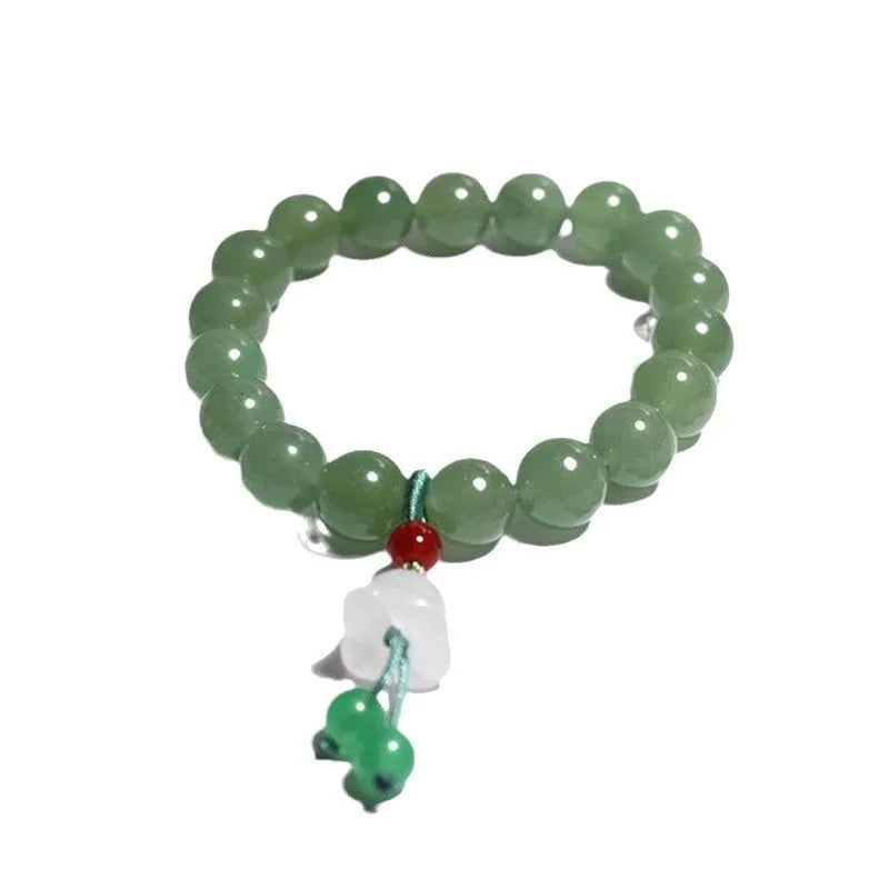 Natural white agate round beads lotus seedpod bracelet with hand-woven Chinese style design