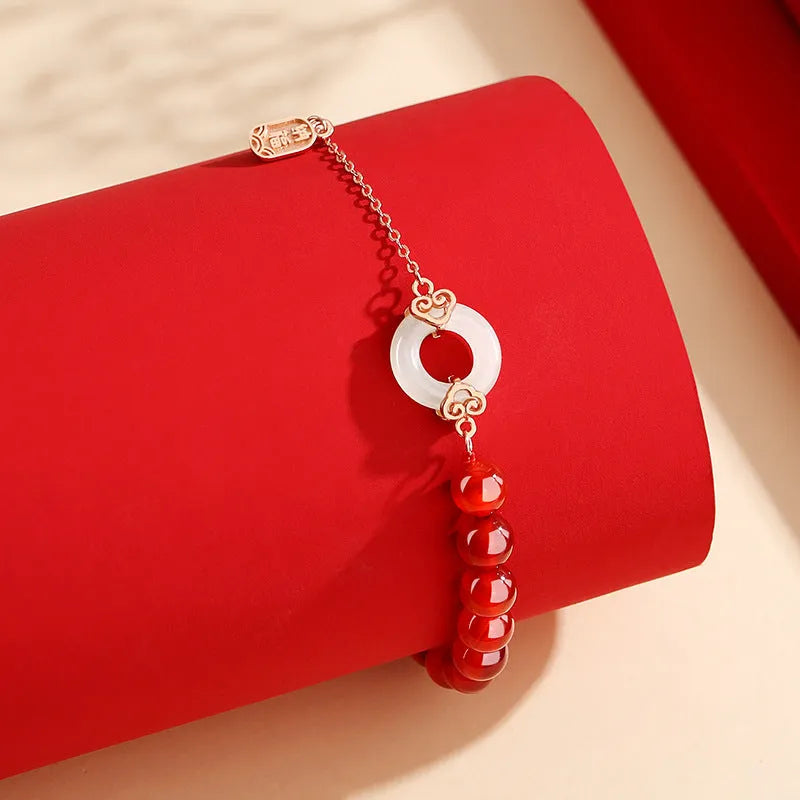 Women's sterling silver 925 peace buckle bracelet with Xiangyun and Fu character in S0269 colour.