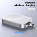 Three-in-one magnetic wireless charger portable in black with Lightning connector, plastic casing, 4.3cm by 3.1cm by 0.7cm