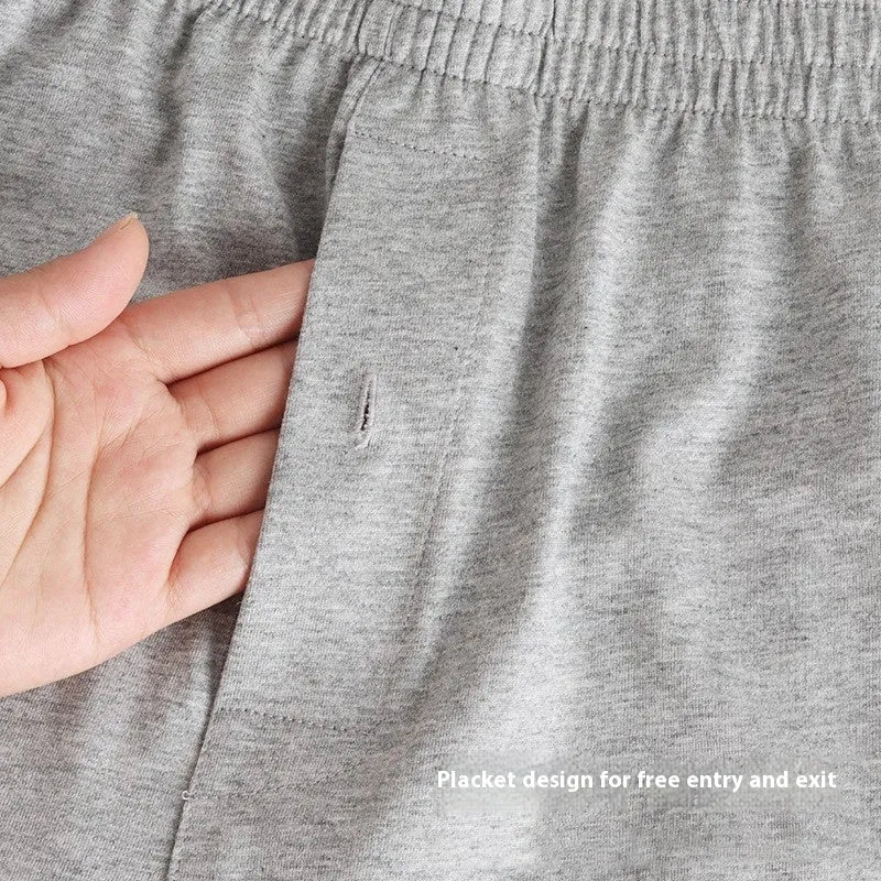 Men's pure cotton boxer shorts in black, light grey and navy blue colours showing high-waist loose fit design