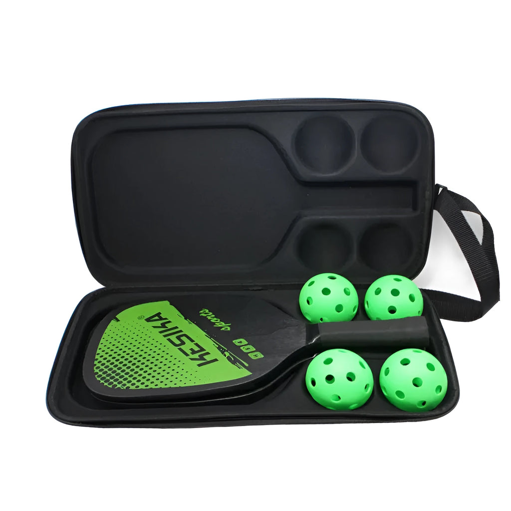 Black EVA pickleball storage bag with shoulder straps, showing dimensions of 45x25x8 cm.