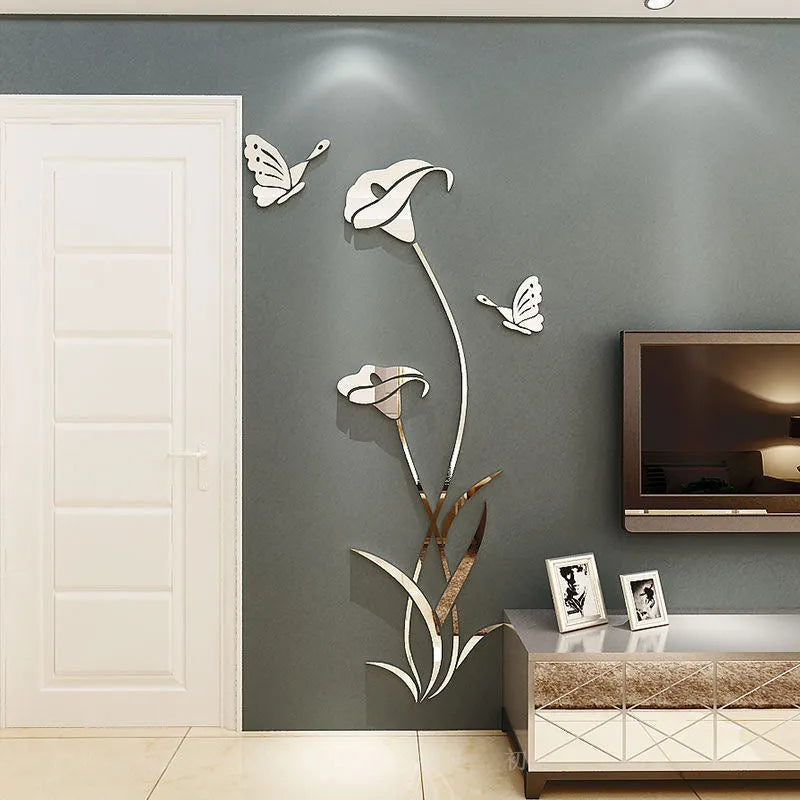 Lily 3D acrylic wall sticker in dimensional design with six colour options and multiple size choices