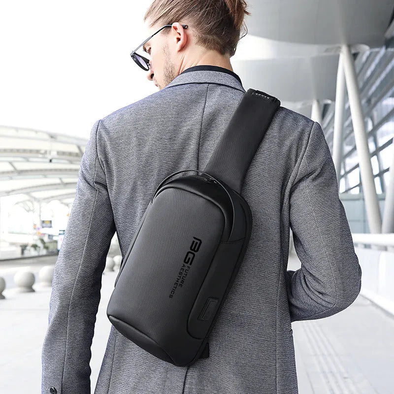 Men's Oxford cloth shoulder bag with USB charging port for business travel