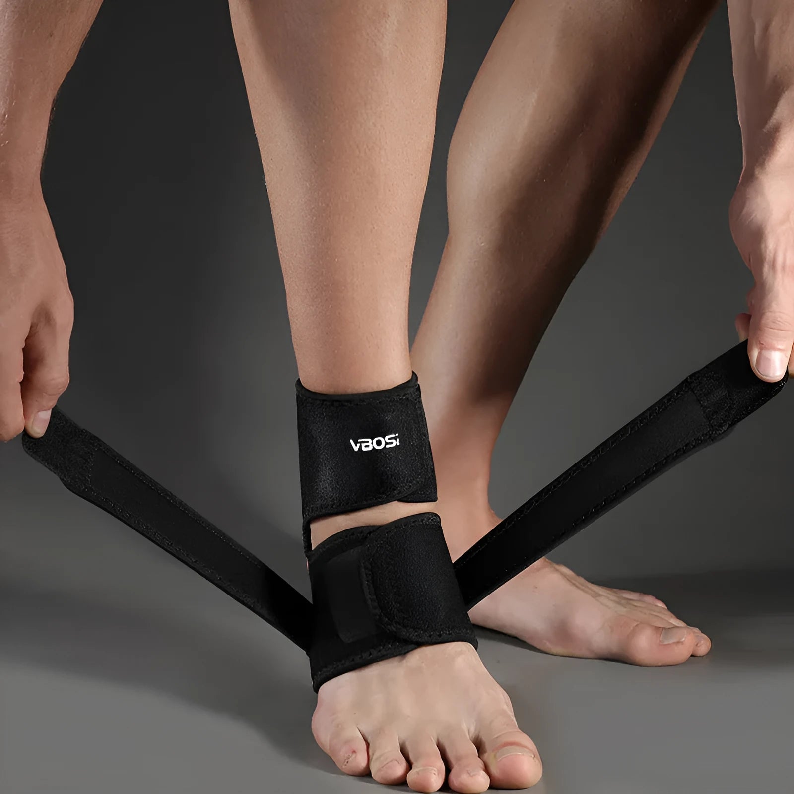 Black SBR ankle support brace for taekwondo and mountaineering pressure protection, adult average size