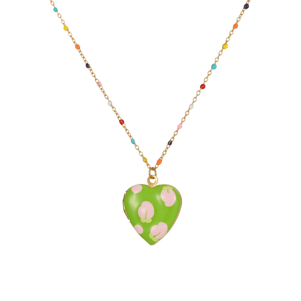 Gold plated stainless steel fruit love pendant necklace with adjustable chain