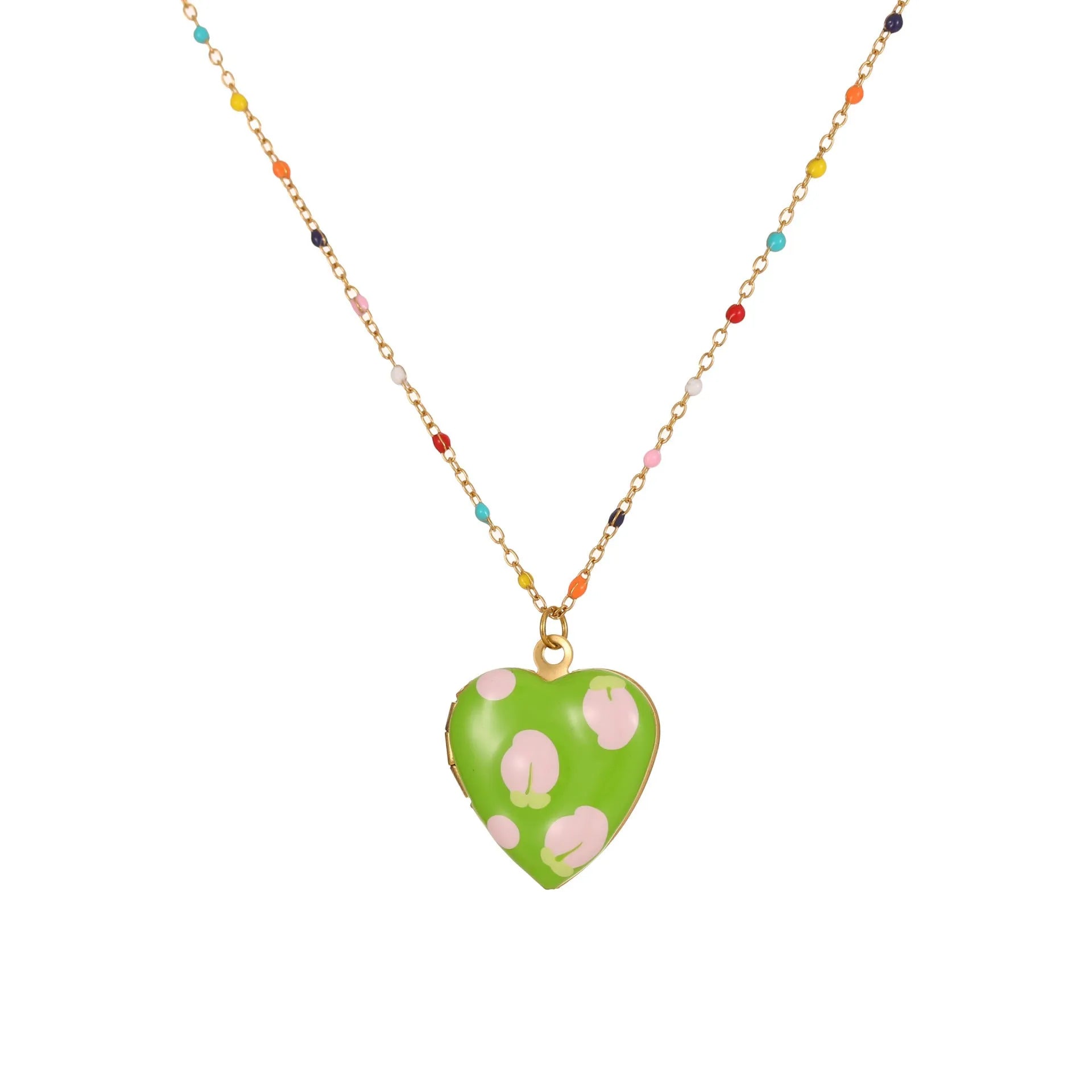 Gold plated stainless steel fruit love pendant necklace with adjustable chain
