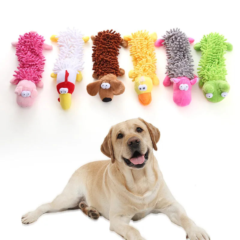Plush horse molar dog toy in brown dog design with microfiber fur and squeaker for small to medium dogs