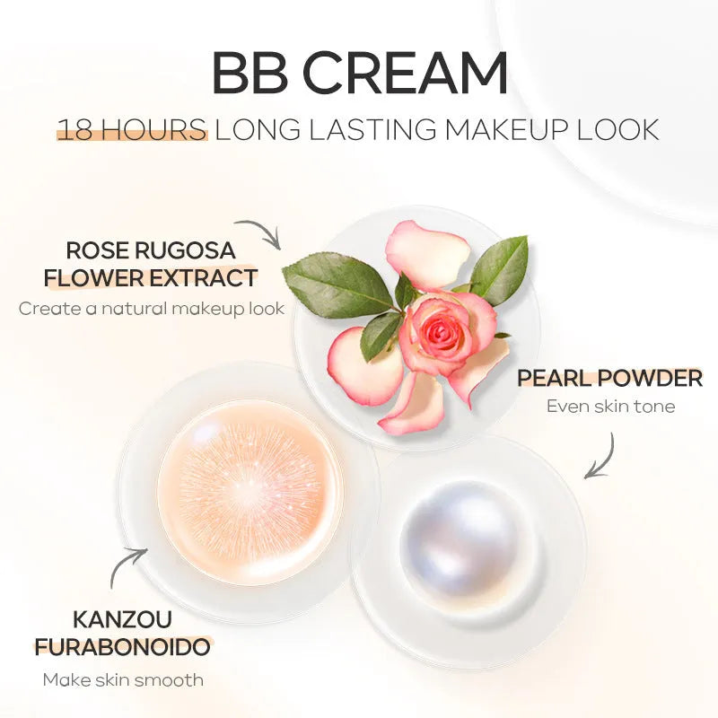 30ml tube of BB cream foundation showing nine shade options from ivory white to dark brown.
