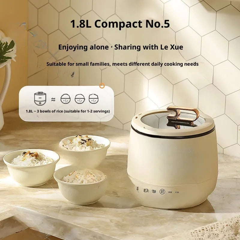 Mini 18L electric cooker for 1-2 persons, beige, 350W, 110V US plug, multifunctional for porridge