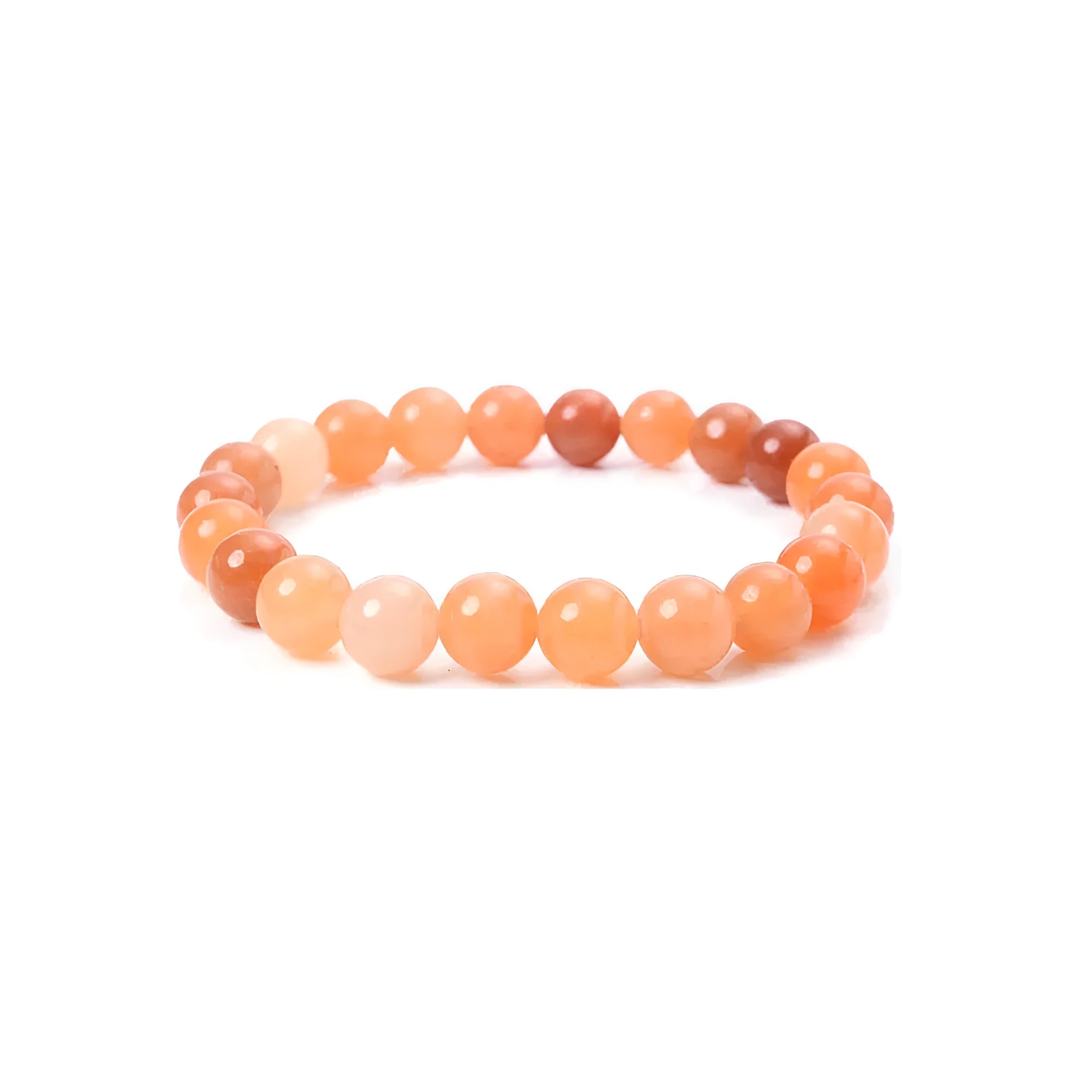 Handmade 8mm agate stone bead bracelet for women shown in one of fourteen available colours.