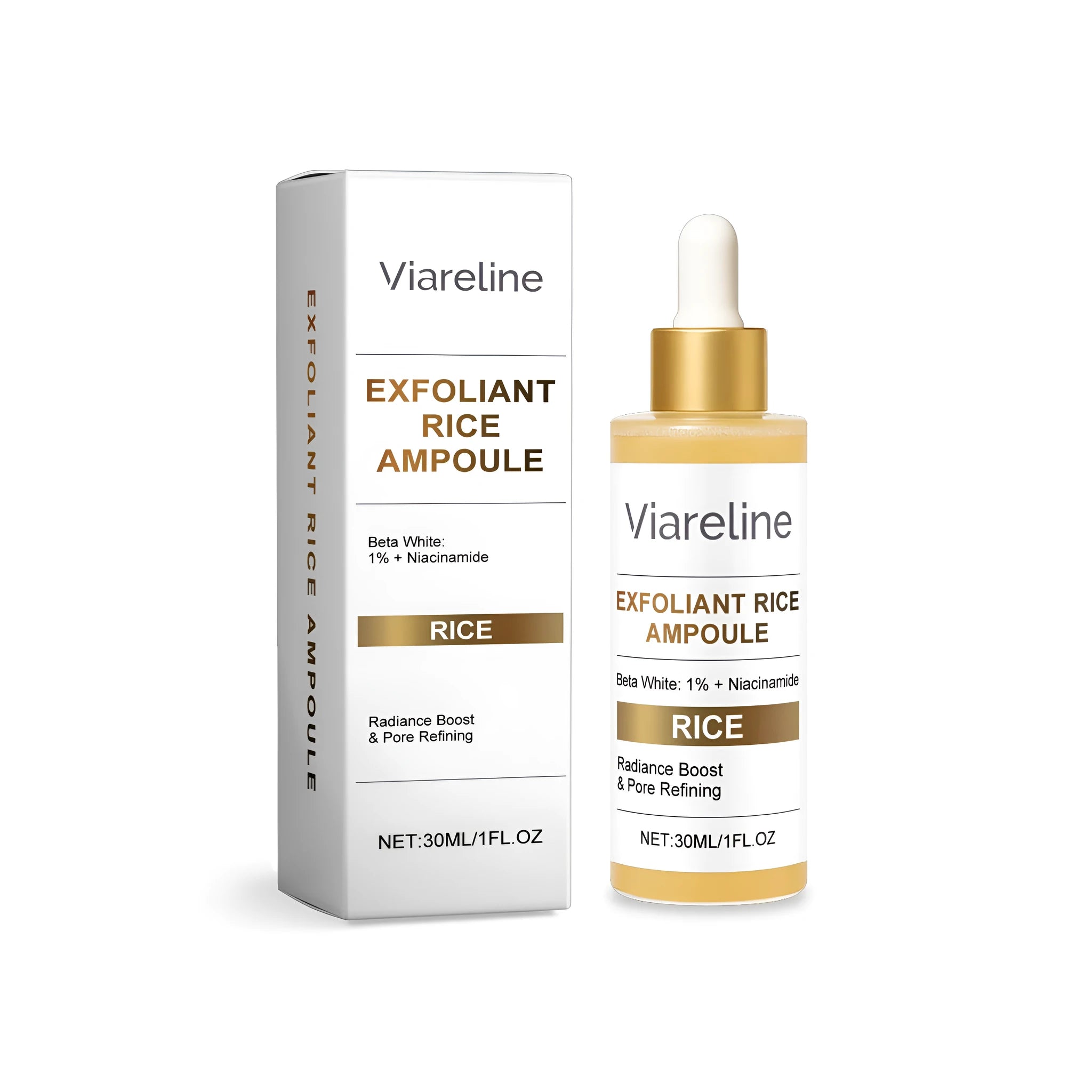 30ml bottle of exfoliating rice liquid with nicotinamide for wrinkle relief and moisturising