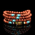Golden Star Stone multi-circle mantra bracelet with 108 nugget sand beads and fu character design