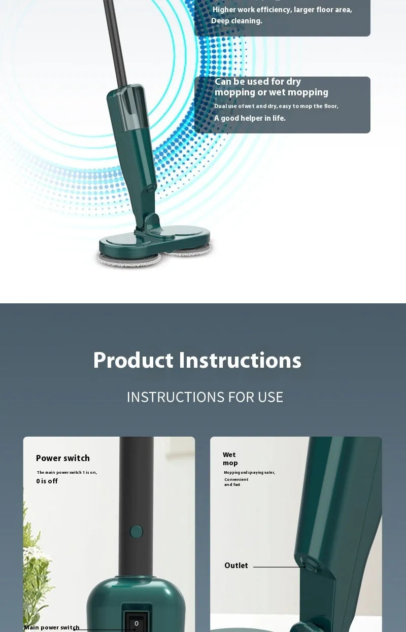 Lazy wireless all-in-one floor cleaning machine for sweeping and mopping in S5 Green colour