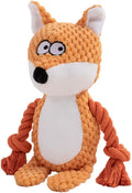 Interactive dog plush toy with squeaker and crinkle paper in elephant design with cotton rope