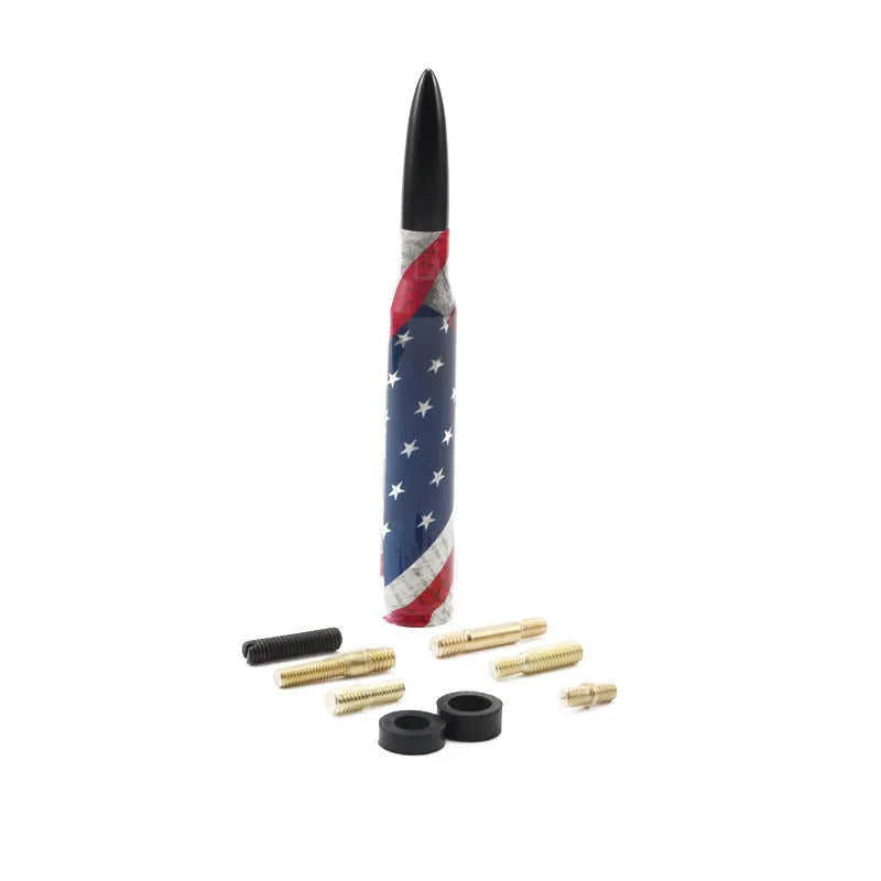 14cm camouflage flag vehicle antenna for bullet car modification in black, green, or American flag colours