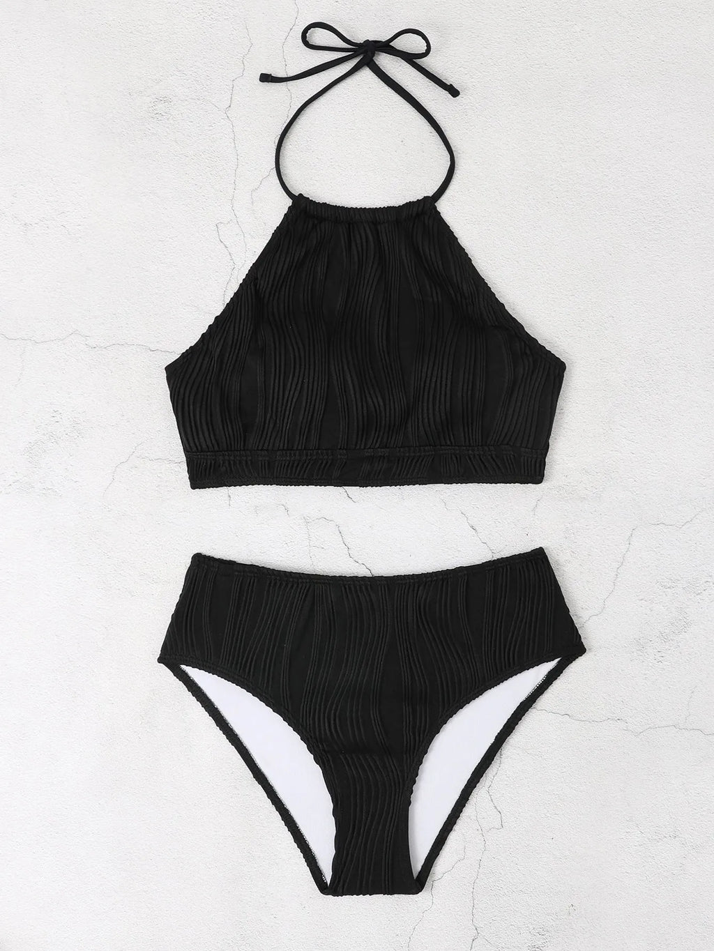 Women's high waisted apron style conservative swimsuit in polyester fabric