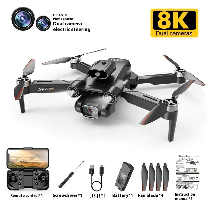 CZ11 8K HD brushless four-axis drone in black with optical flow positioning and obstacle avoidance for indoor aerial photography