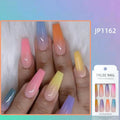Flat head fake nail patch set in pointed short colour with durable ultra-thin finish for home manicure