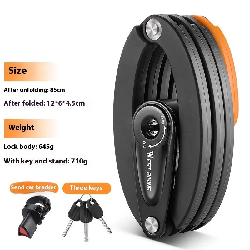 Black bicycle fliplock password anti-theft folding lock for mountain bikes and electric cars.