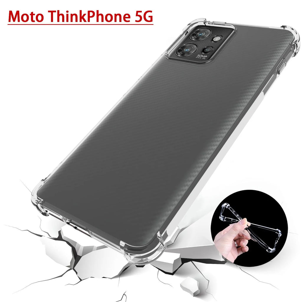 Transparent anti-drop phone case with four-corner airbag protection for Moto ThinkPhone 5G