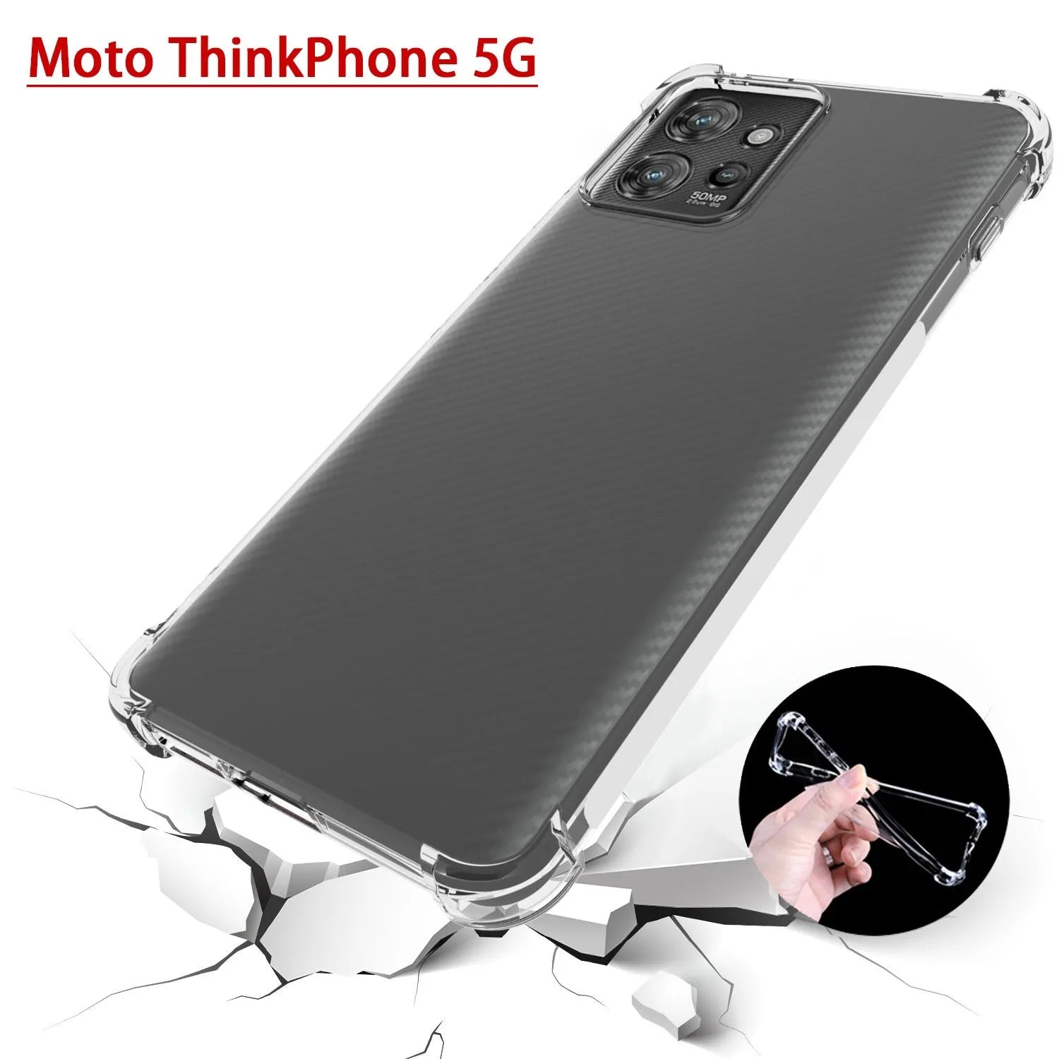Transparent anti-drop phone case with four-corner airbag protection for Moto ThinkPhone 5G