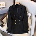 Women's loose fit polyester blouse in black with regular sleeves and 50cm length
