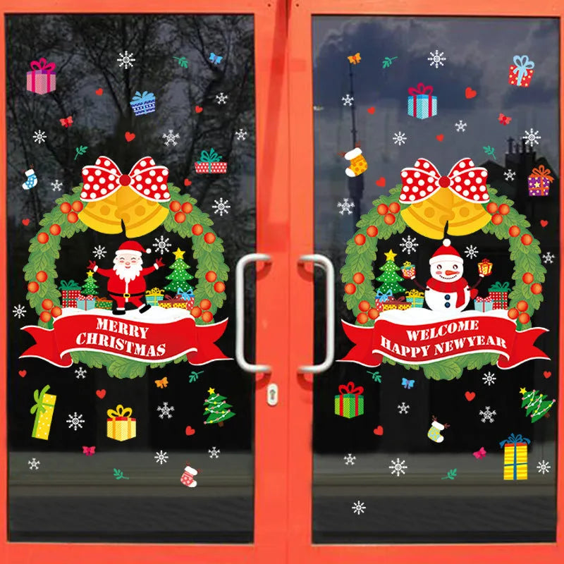 Large colourful cartoon electrostatic Christmas wall sticker on a window