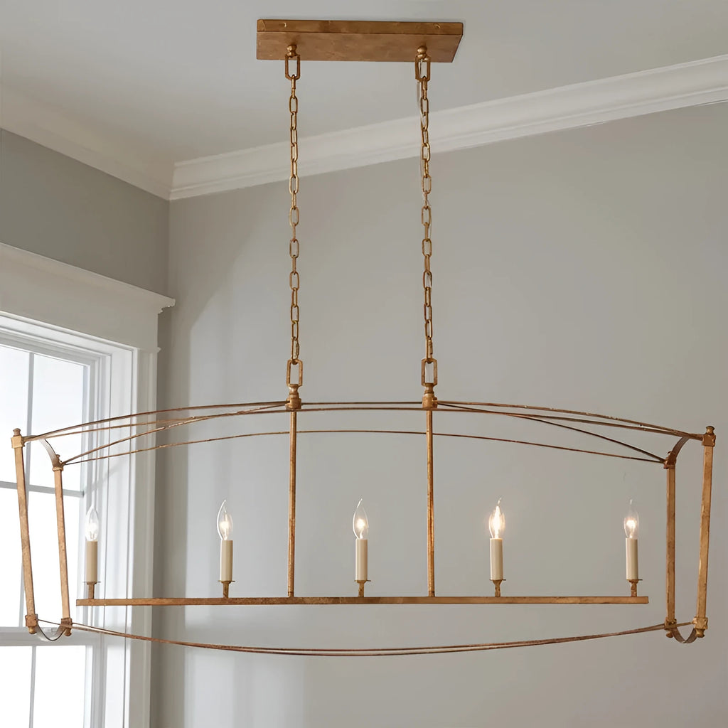 Iron droplight ceiling lamp with 4 heads in gold or black finish for staircase lighting