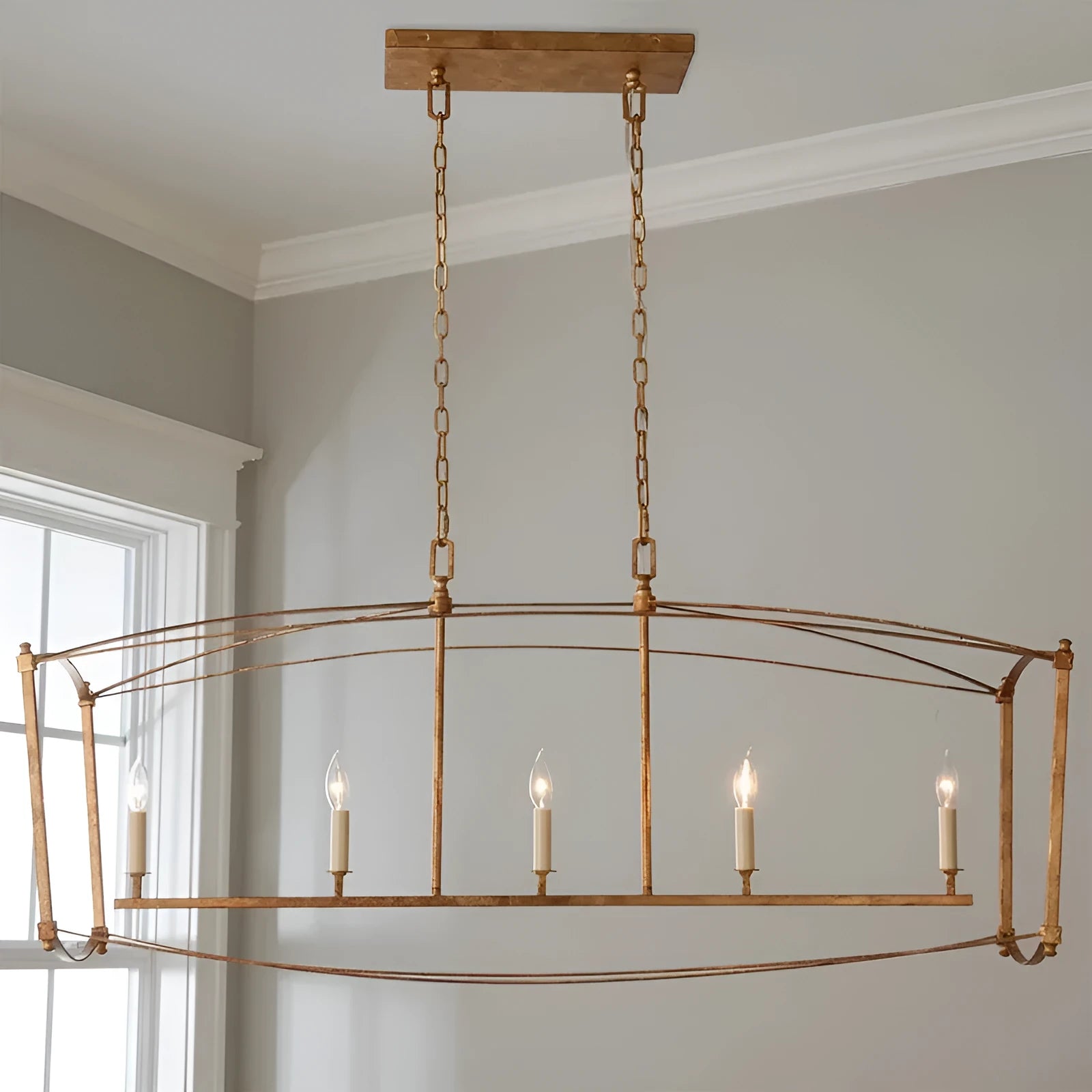 Iron droplight ceiling lamp with 4 heads in gold or black finish for staircase lighting