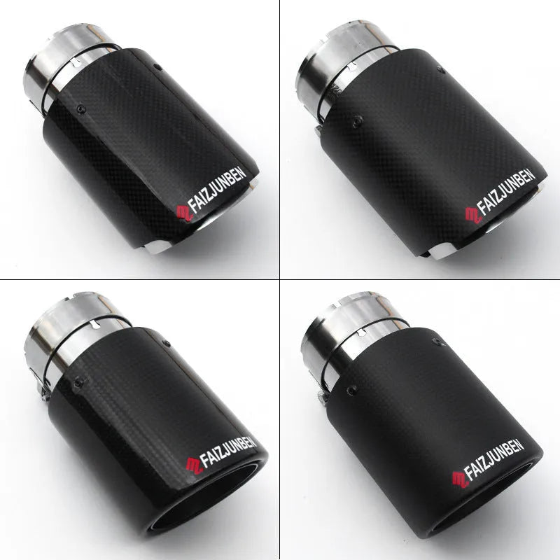 Carbon fibre stainless steel car exhaust pipe modification with straight edge finish for DIY universal fit