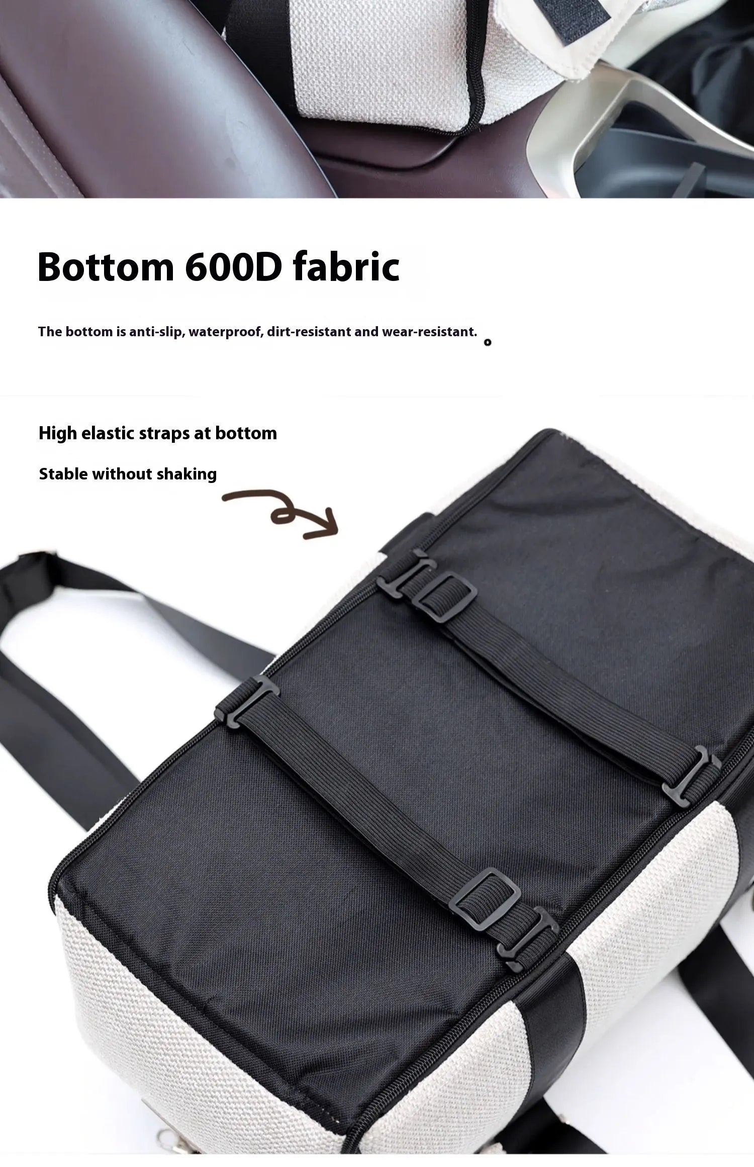 Beige white polyester pet car nest and diaper bag dual-use product for small pets