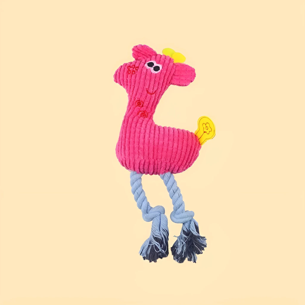 Blue deer-shaped plush dog toy with corn grain texture on a white background