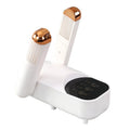 Smart shoe dryer in white and green colours with UV sterilisation feature for drying and deodorising footwear