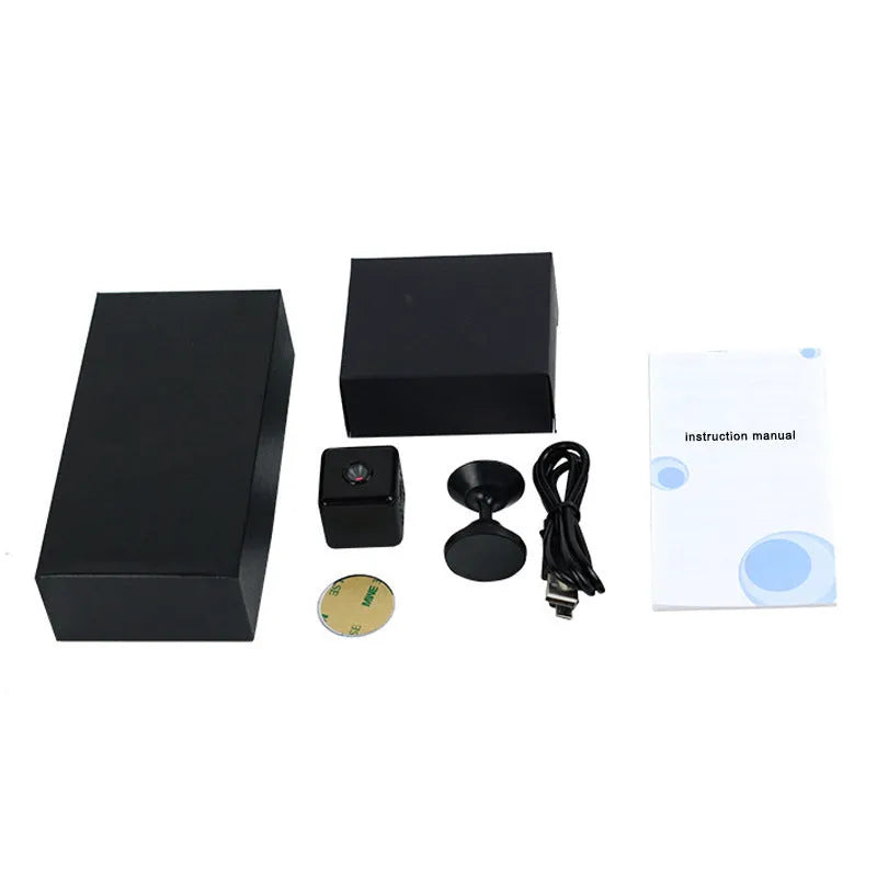 1080p white home security wifi surveillance camera with plastic body and USB cable, 145x75x40mm dimensions