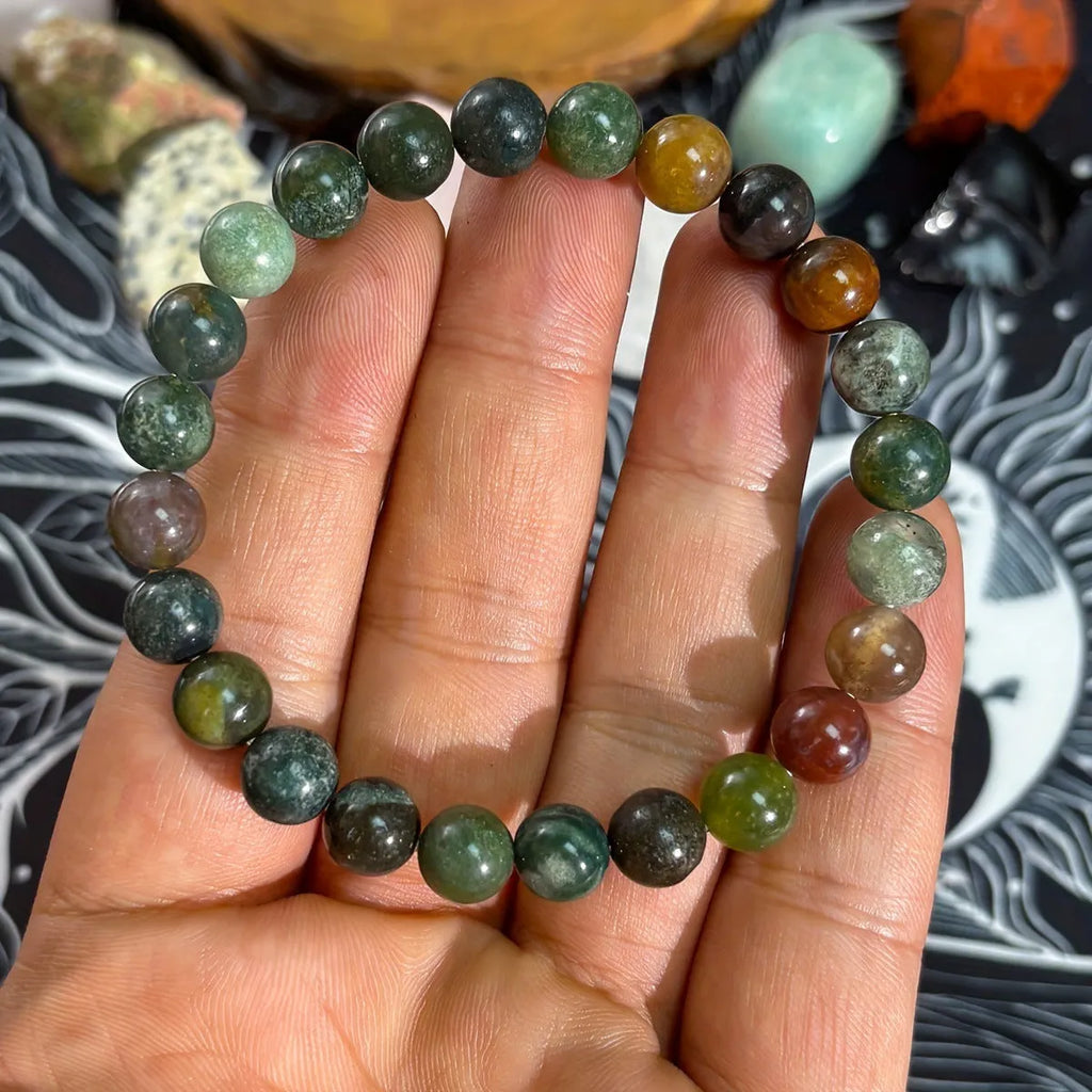 Handmade transparent glass bead bracelet 8mm natural stone style unisex jewellery