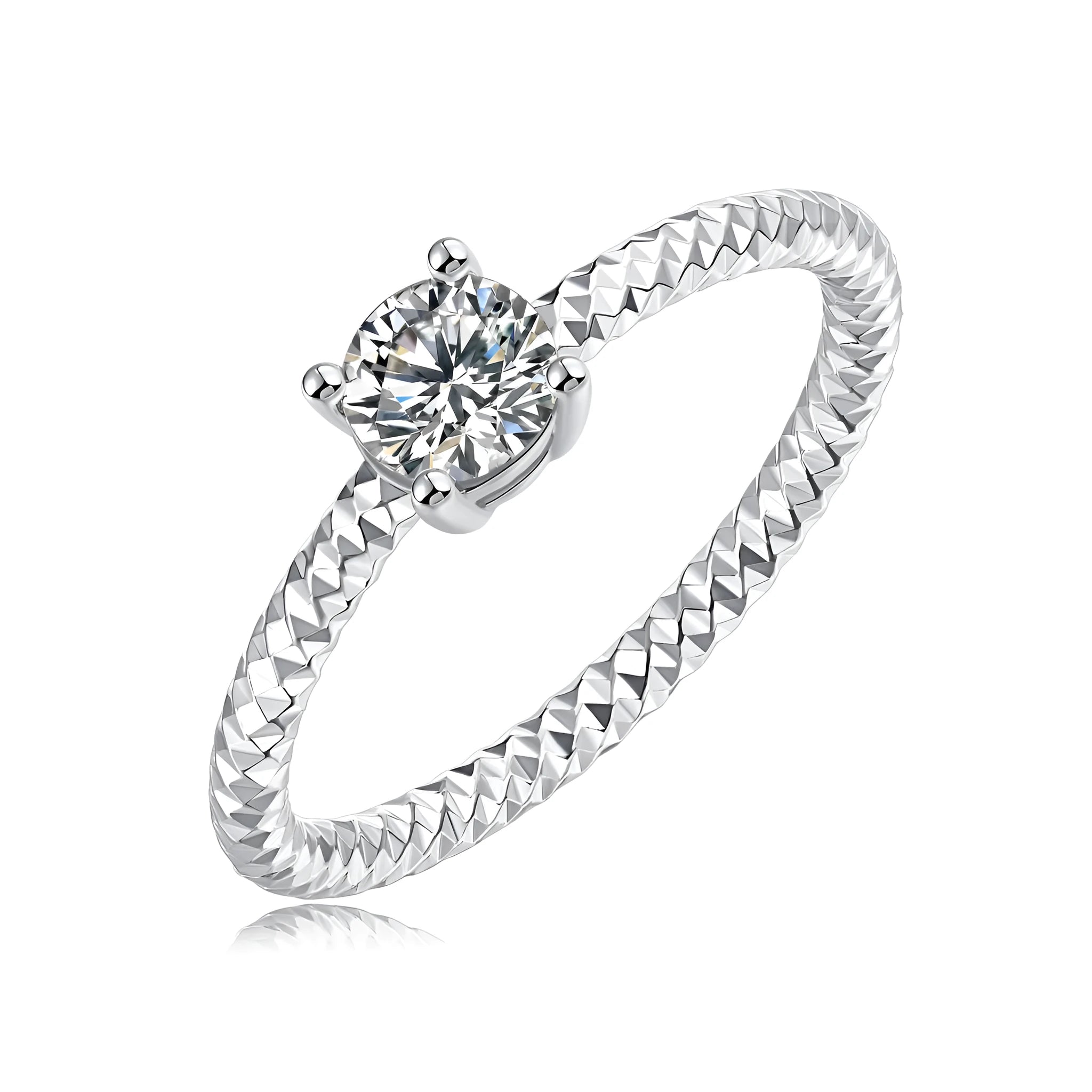 Wedding ring set with top-quality moissanite, S925 silver, platinum plated, 0.5 carat, gift box