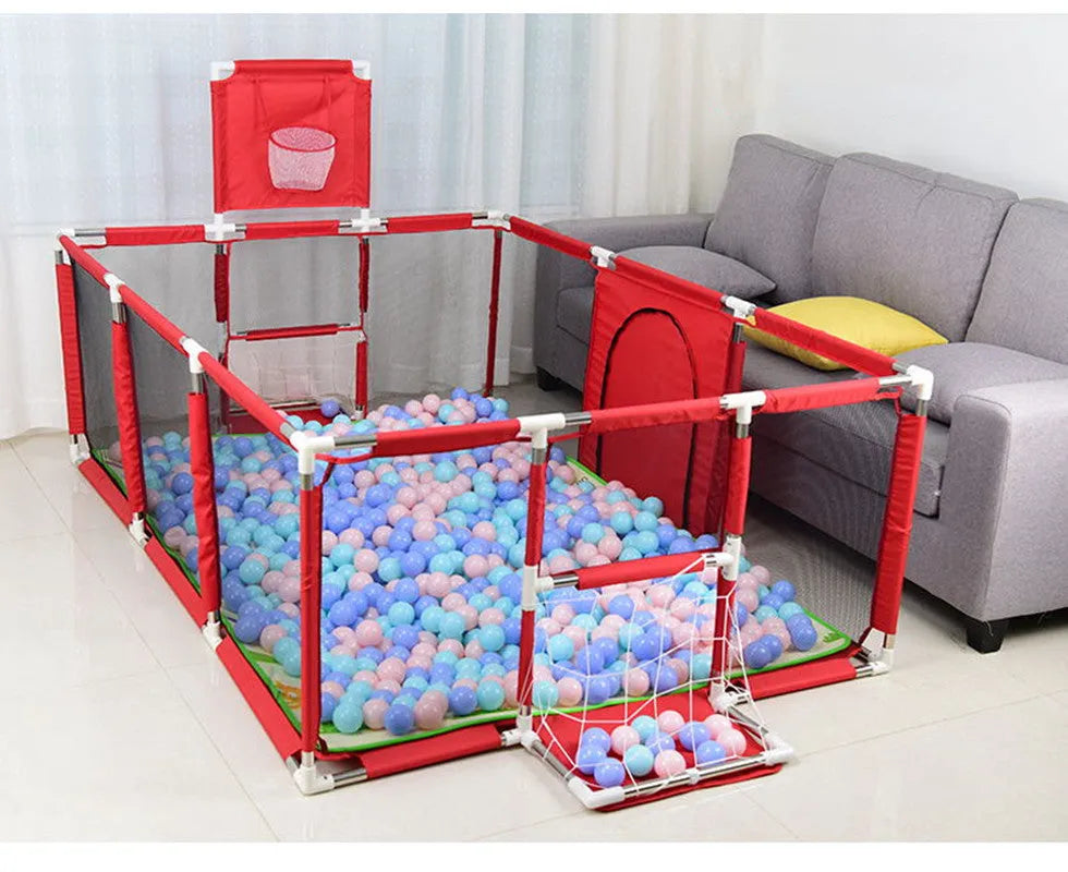 Stainless steel frame children's playpen tent with Oxford cloth enclosure in blue colour