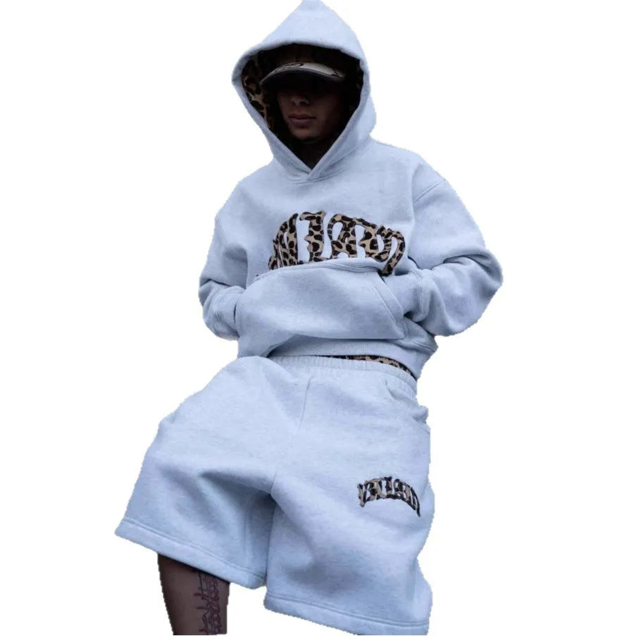 Men's patchwork double waist hip hop trousers in sweatshirt colour with elastic polyester fabric