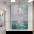 Handmade oil painting canvas wall art, abstract ocean landscape, frameless, multiple sizes up to 120x180cm