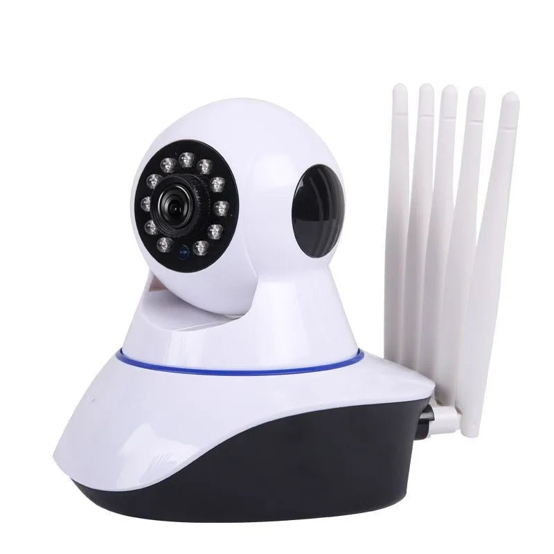 White wireless dome security camera with a 3.6mm lens, shown mounted on a ceiling.