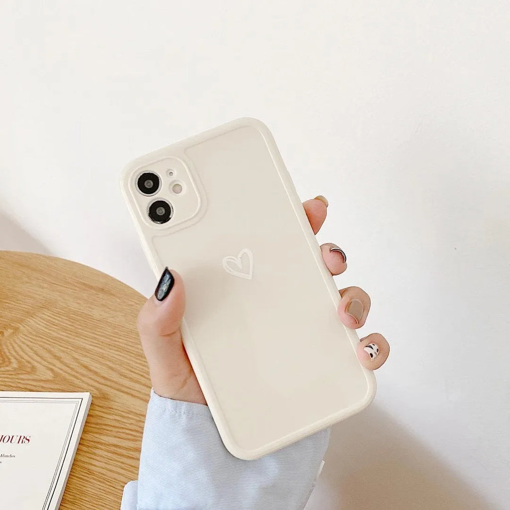 Couples Love Solid Color TPU Phone Case for iPhone 14 SE 13 12 XS Max Soft Anti-Fall Protective Cover for Apple 7 8 SE X XR 11 Pro Max Mini