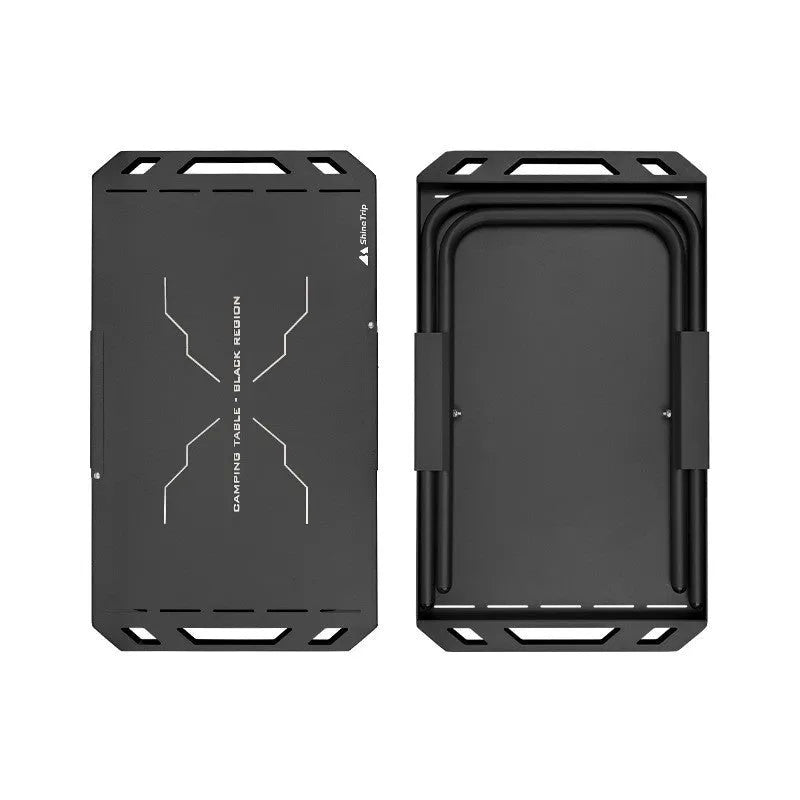 Outdoor camping folding portable small steel table black colour with storage bag