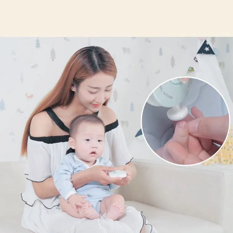 Red baby electric nail polisher set with grinding heads for newborn nail care