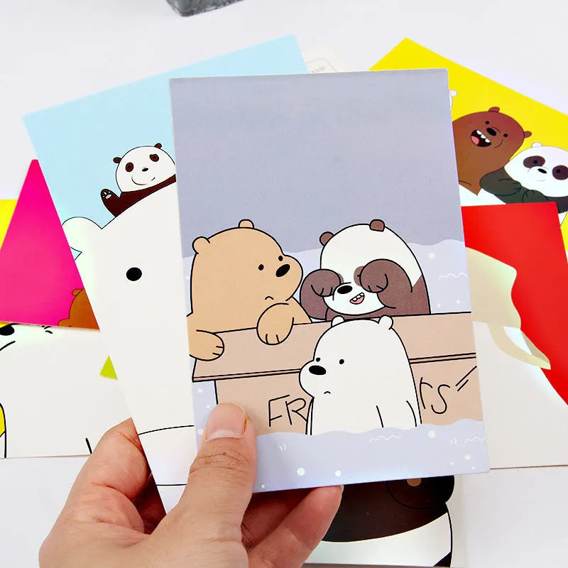 Nine postcards with retro Paris Tower minimalist cartoon illustrations in Japanese style