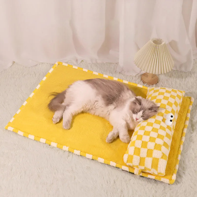 Universal pet cushion L size 70x50cm with removable washable cover in grey colour